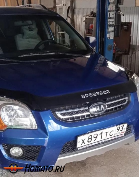 Дефлектор капота мухобойка KIA SPORTAGE 2 (2004-2010; 2009- сборка в Калининграде)