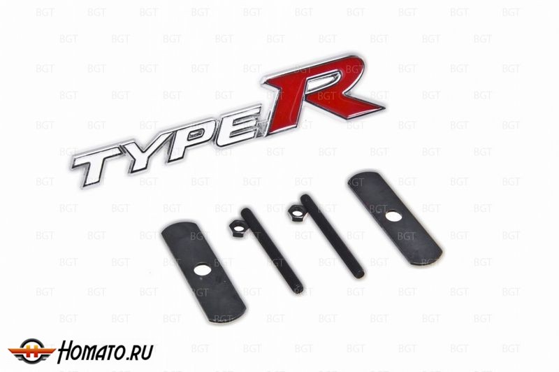 Шильд "Type R" Для Honda, На болтах, Цвет: Хром, 1шт.  «150mm*18mm»