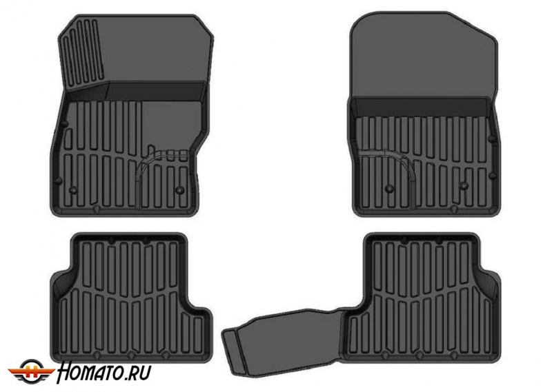 Резиновые коврики в салон 3D для Форд Фокус 3 SD/HB/UN 2010-2019 | c высокими бортиками, SRTK