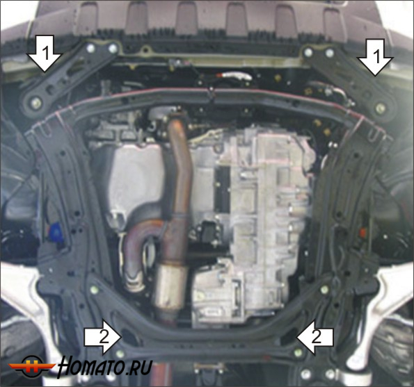 Защита картера Acura MDX 2000-2005 | двигатель + КПП, 2 мм, сталь | MOTODOR | 03401
