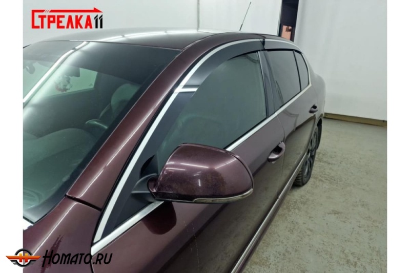Дефлекторы Skoda Superb 2009-2015 лифтбек | премиум, плоские, 2D