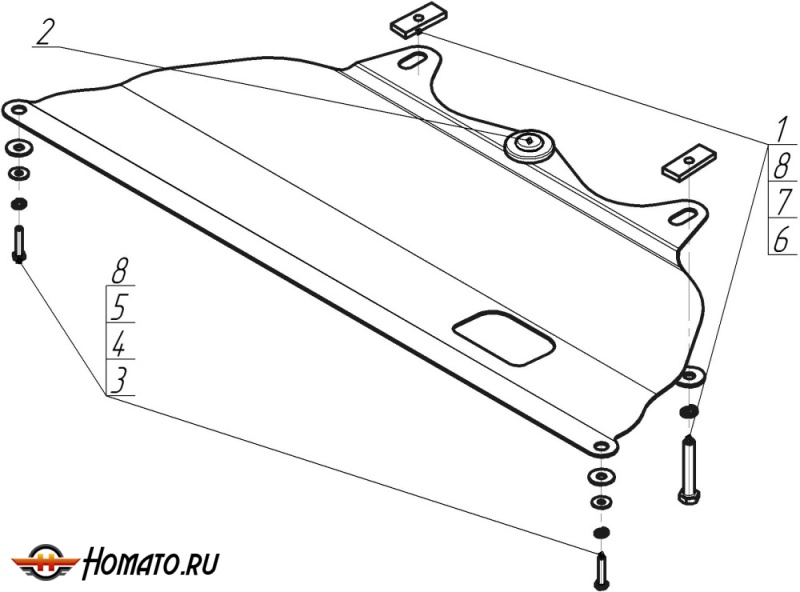 Защита картера Infiniti FX 45 2002-2006 | гидроусилитель руля, 2 мм, сталь | MOTODOR | 08002
