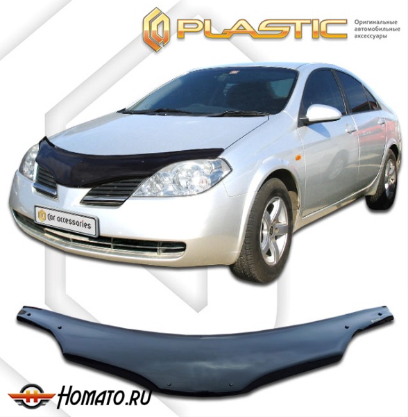 Дефлектор капота Nissan Primera 2001-2006 (P12(правый руль)) | черный
