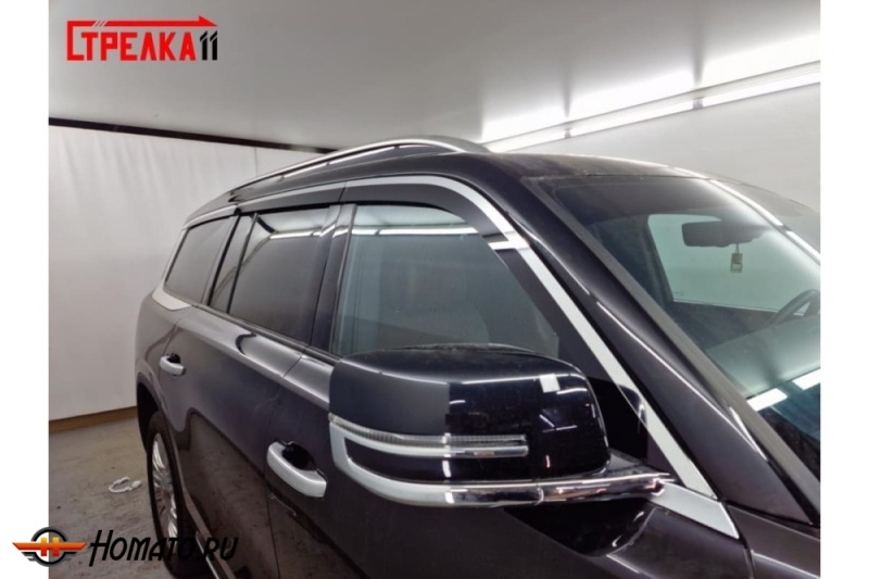 Дефлекторы Хончи ЛС7 2022+ | с хром молдингом, из 6 частей, премиум, плоские, 2D