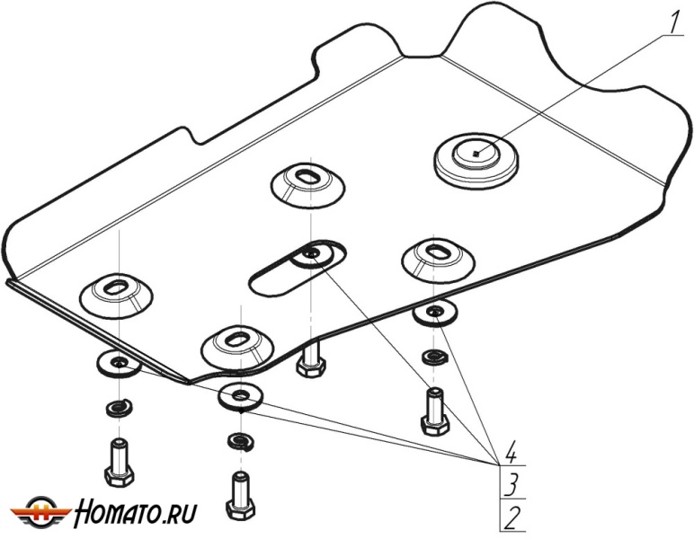 Защита картера Toyota RAV 4 2005-2009 | задний дифференциал, 2 мм, сталь | MOTODOR | 02569
