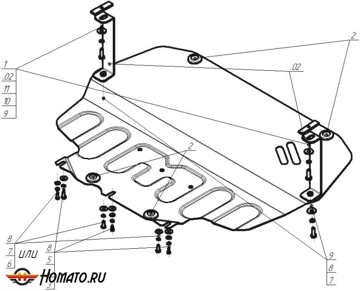 Защита картера SEAT Altea Freetrack 2009-2015 | двигатель + КПП, 2 мм, сталь | MOTODOR | 72302