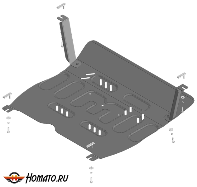 Защита картера Jac JS6 2022- | двигатель + КПП, 2 мм, сталь | MOTODOR | 78302