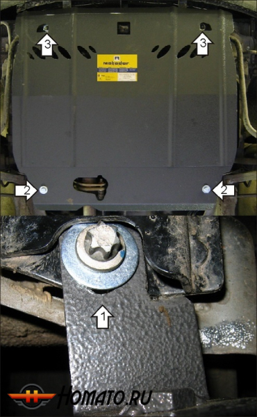 Защита картера Suzuki Ignis 2003-2008 | двигатель + КПП, 2 мм, сталь | MOTODOR | 02408