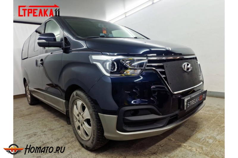 Зимняя защита радиатора Hyundai H1 (2018-2022) рестайл | на стяжках