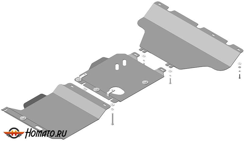 Защита картера Jeep Grand Cherokee IV 2010-2013 | двигатель + передний дифференциал + КПП + радиатор, 3 мм, сталь | MOTODOR | 15205