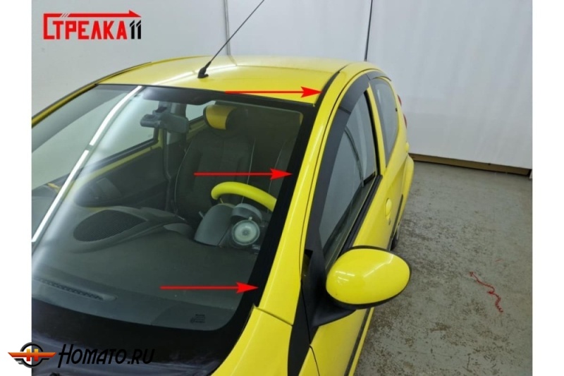 Премиум водостоки дефлекторы лобового стекла Пежо 107 2005-2015