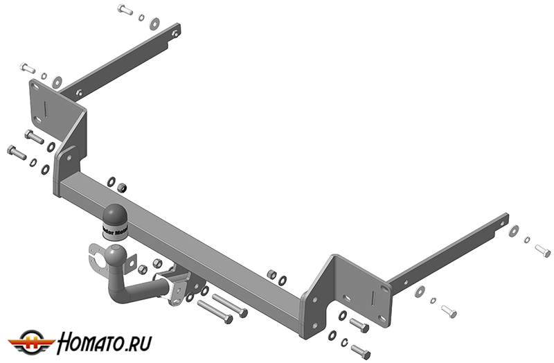 Фаркоп Ford Focus 2011-2018 | шар A - оцинкованный, нагрузка 75/1200 | MOTODOR | 90707-A
