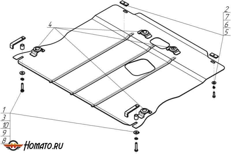 Защита картера Mercedes-benz B-class 2005-2008 | двигатель + КПП, 2 мм, сталь | MOTODOR | 01220