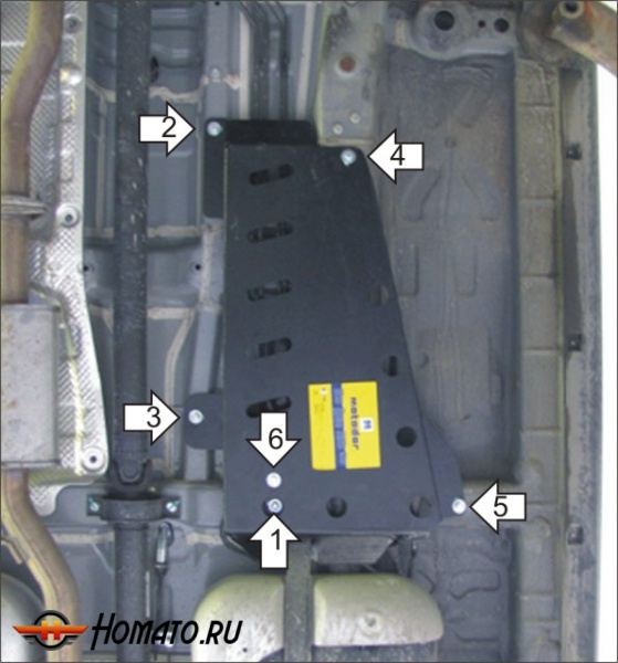 Защита картера Ssangyong Actyon New 2010-2013 | топливные трубки, 2 мм, сталь | MOTODOR | 02808