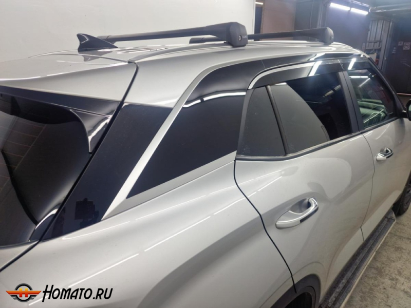 Накладки на задние стойки и крышу для Хендай Крета 2 2021+ | 4 штуки, декор