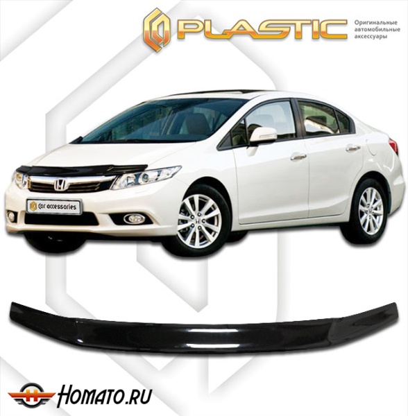Дефлектор капота Honda Civic 9 седан 2012- | черный