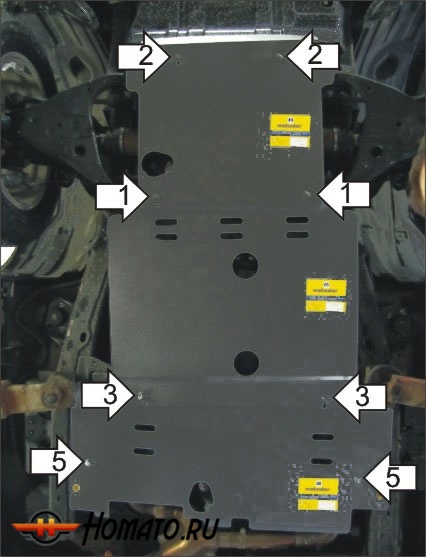 Защита картера Infiniti QX 56 2010-2014 | двигатель + КПП + раздатка, 3 мм, сталь | MOTODOR | 11407