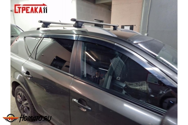 Дефлекторы Киа Сид 1 универсал 2007-2012 | с хром молдингом, из 6 частей, премиум, плоские, 2D