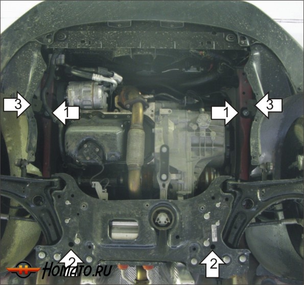 Защита картера Volkswagen Caddy 2010-2021 | двигатель + КПП, 2 мм, сталь | MOTODOR | 02730