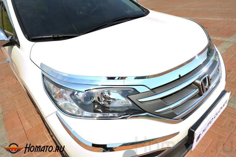 Дефлекторы с хром молдингом Autoclover «Корея» для Honda CRV 4 2012+