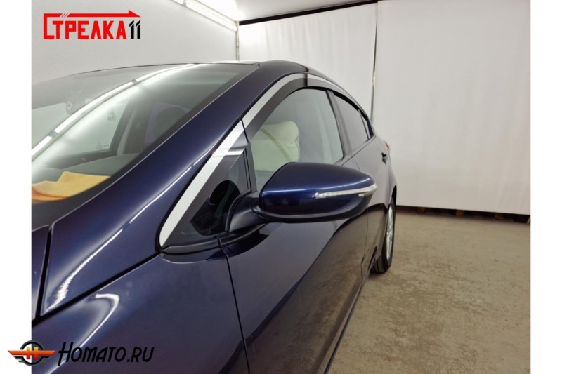 Дефлекторы Kia Cerato 3 2013+ | премиум, плоские, 2D