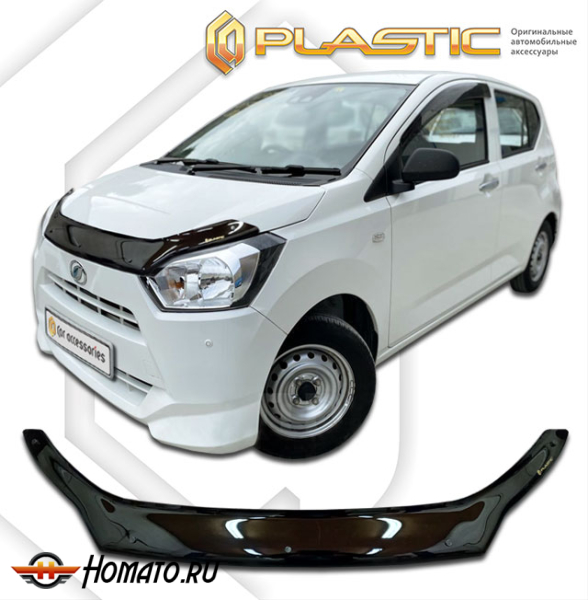 Дефлектор капота Daihatsu Mira e:S II поколение, хэтчбек 5 дв., 2017- (LA300A, LA310A,LA360S) | черный