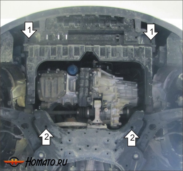 Защита картера Hyundai Solaris 2014-2017 | двигатель + КПП, 2 мм, сталь | MOTODOR | 70901