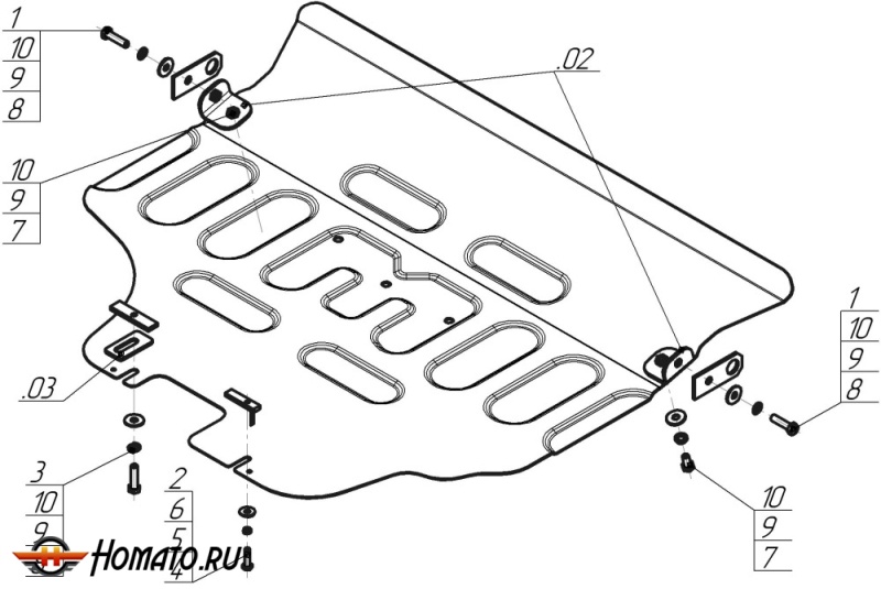 Защита картера Subaru Outback 2021- | двигатель, 2 мм, сталь | MOTODOR | 72203