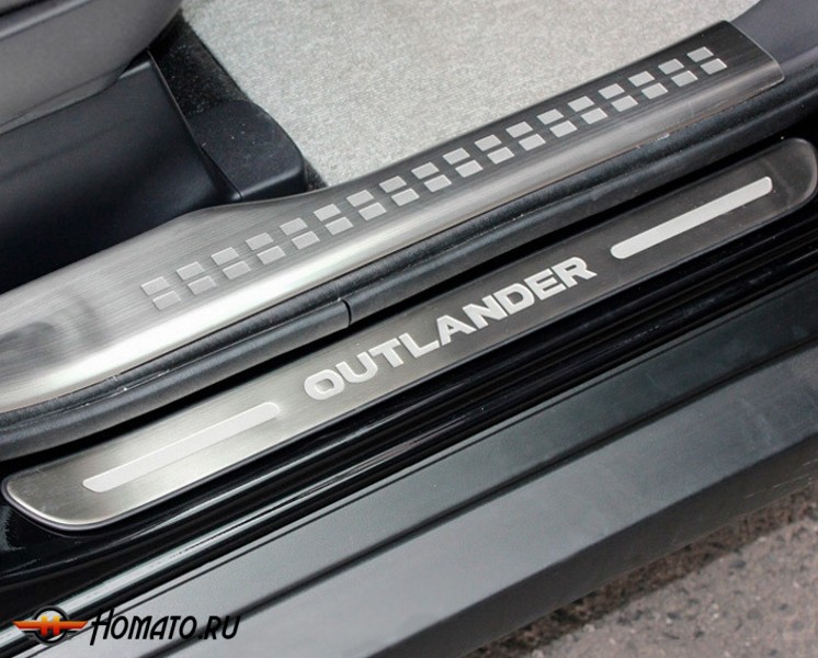 Накладки на дверные пороги для Mitsubishi Outlander 2015+/2019+ | нержавейка, 4 части