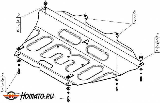 Защита картера Лада Искра | двигатель + КПП, 1.5 мм, сталь | АвтоСтандарт | 52101