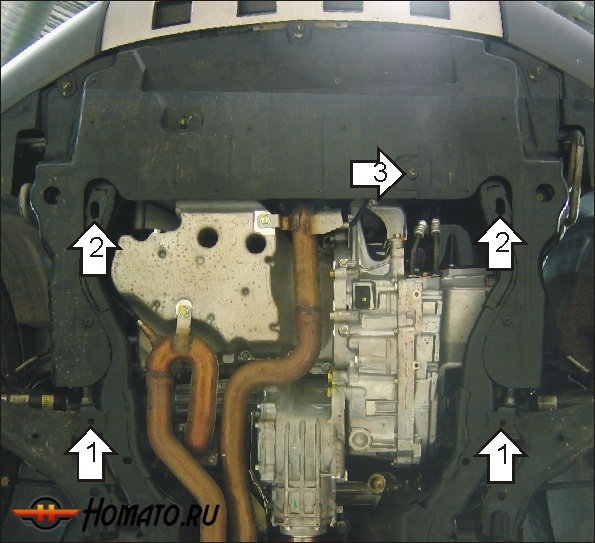Защита картера Opel Antara 2006-2011 | двигатель + КПП, 2 мм, сталь | MOTODOR | 03014