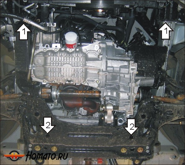 Защита картера Ford Fusion 2006-2012 | двигатель + КПП, 2 мм, сталь | MOTODOR | 00714
