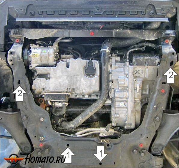 Защита картера Ford Galaxy 2006-2010 | двигатель + КПП, 2 мм, сталь | MOTODOR | 72602