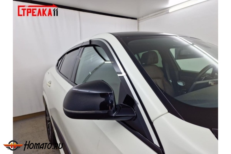 Дефлекторы БМВ Х6 G06 2019+ | с хром молдингом, из 6 частей, премиум, плоские, 2D