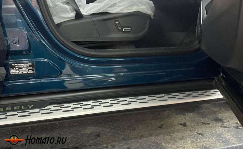 Пороги OEM для Geely Monjaro 2023+ | серебристые
