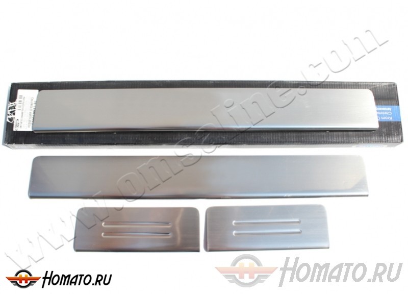 Накладки на дверные пороги для CHEVROLET Aveo 2012+ : нержавеющая сталь, 4 части (SD / HD 5D T300)