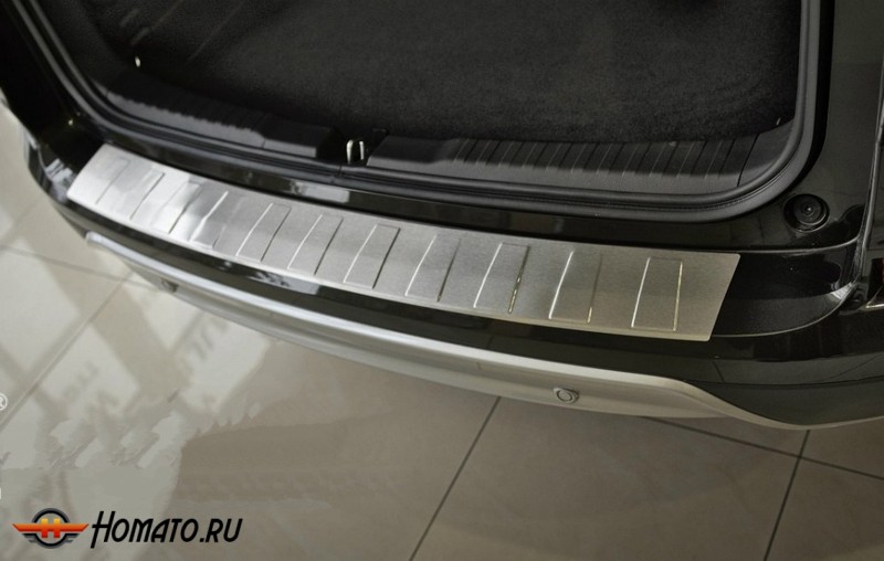 Накладка на задний бампер для Honda CR-V 4 2015+ рестайл | матовая нержавейка, с загибом, серия Trapez