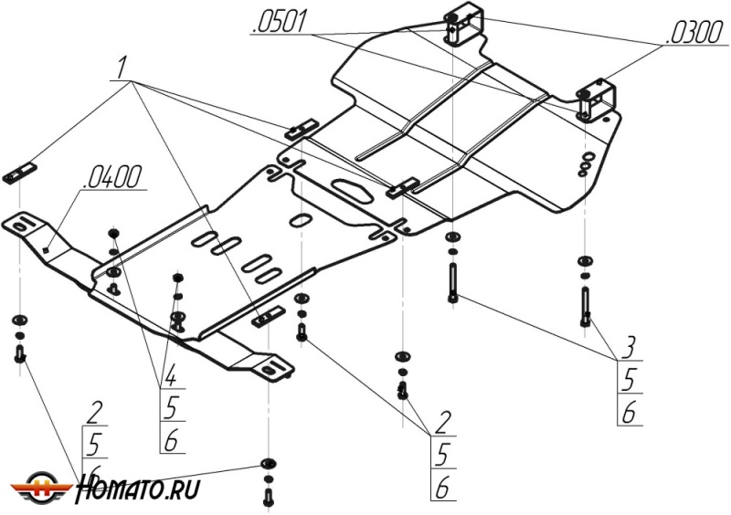 Защита картера Subaru Legacy 2009-2015 | двигатель + КПП, 2 мм, сталь | MOTODOR | 02221