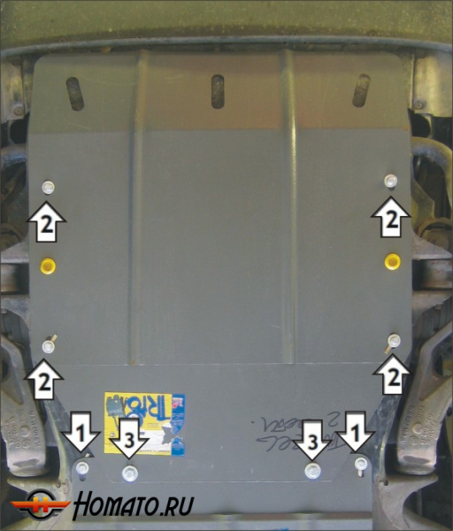 Защита картера Volkswagen Touareg 2006-2010 | двигатель, 2 мм, сталь | MOTODOR | 02711