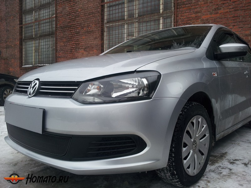 Защита радиатора для Volkswagen Polo седан (2010-2015) дорестайл | Премиум