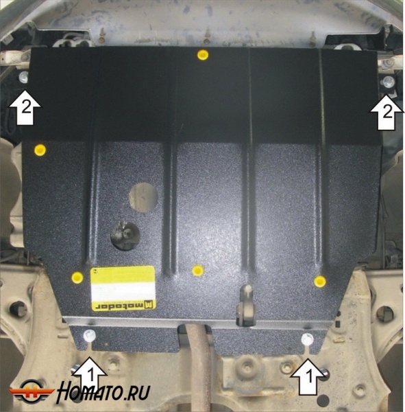 Защита картера Opel Corsa D 2006-2015 | двигатель + КПП, 2 мм, сталь | MOTODOR | 01523