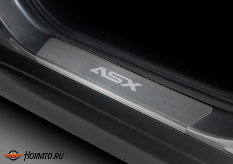 Накладки на пороги для Mitsubishi ASX 2010+/2018+ | нержавейка, Rival