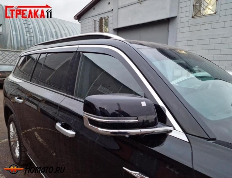 Дефлекторы Хончи ЛС7 2022+ | с хром молдингом, из 6 частей, премиум, плоские, 2D