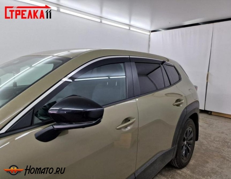 Дефлекторы Mazda CX-50 | с хром молдингом, из 6 частей, премиум, плоские, 2D