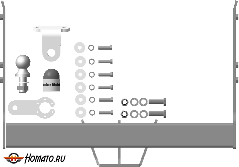Фаркоп Volkswagen Transporter/Caravelle T6.1 2020-2023 | шар FE - оцинкованный, нагрузка 100/2000 | MOTODOR | 92705-FE