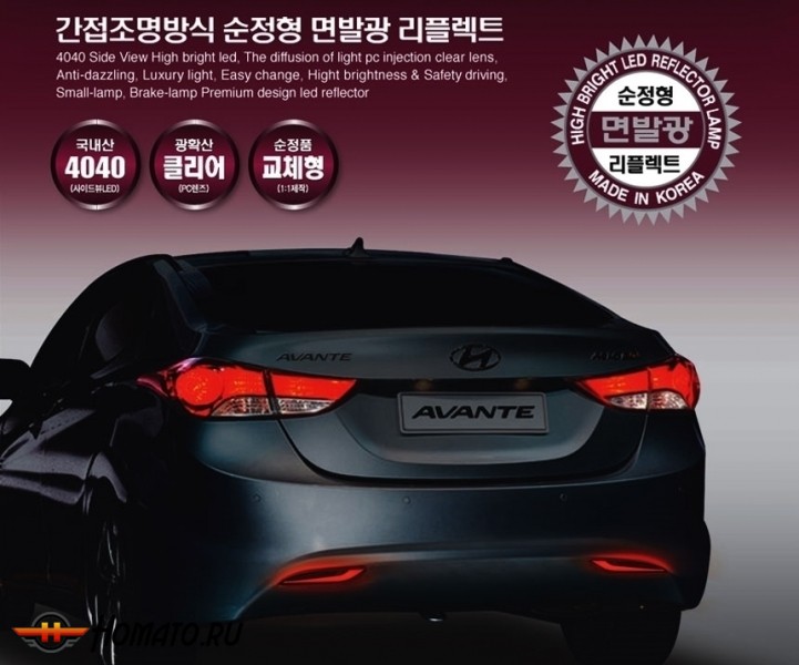LED катафоты заднего бампера для Hyundai Elantra MD 2011+/2014+ | Корея