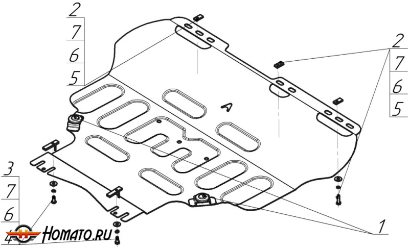 Защита картера Volvo S40 2004-2012 | двигатель + КПП, 1,5 мм, сталь | АвтоСтандарт | 50747