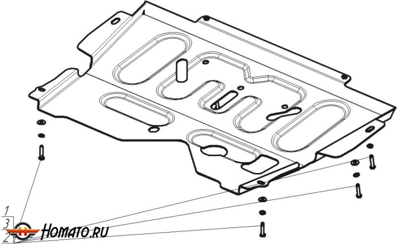 Защита картера Lada X-Ray 2016-2022 | двигатель + КПП, 2 мм, сталь | MOTODOR | 71706