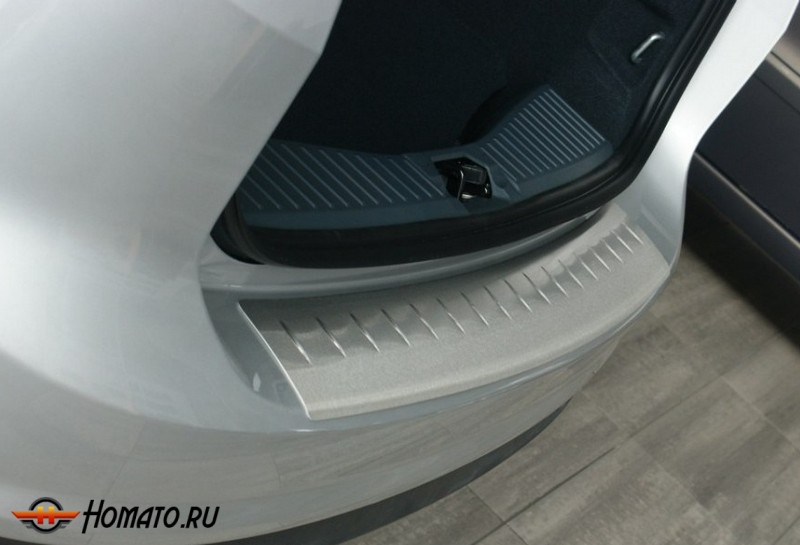 Накладка на задний бампер для Ford C-Max 2010-2014 | матовая нержавейка, с загибом