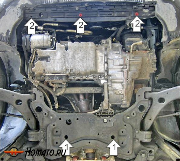 Защита картера Volvo S40 2004-2012 | двигатель + КПП, 2 мм, сталь | MOTODOR | 72601